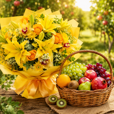 Flowers and Fresh Fruits