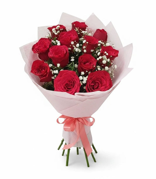 18 red roses bouquet