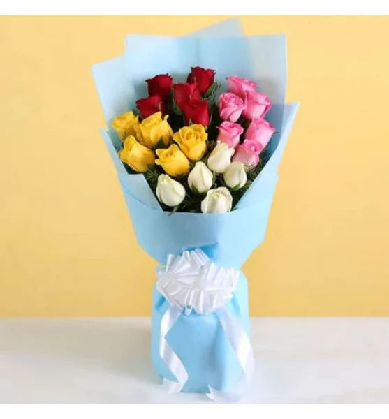 20 Mix Color Roses Hand Bouquet