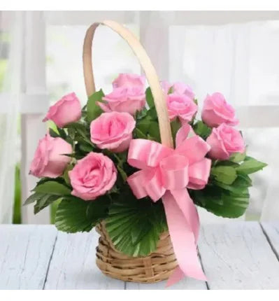 Baby Pink Roses in a Basket